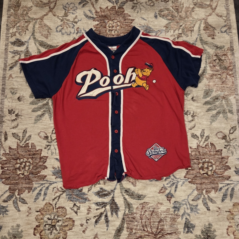 Vintage Pooh Bear Bee Stompers Disney Store Baseball Jersey Large